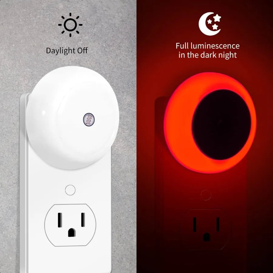 Red LED Plug in Night Lights with Dusk to Dawn Sensors