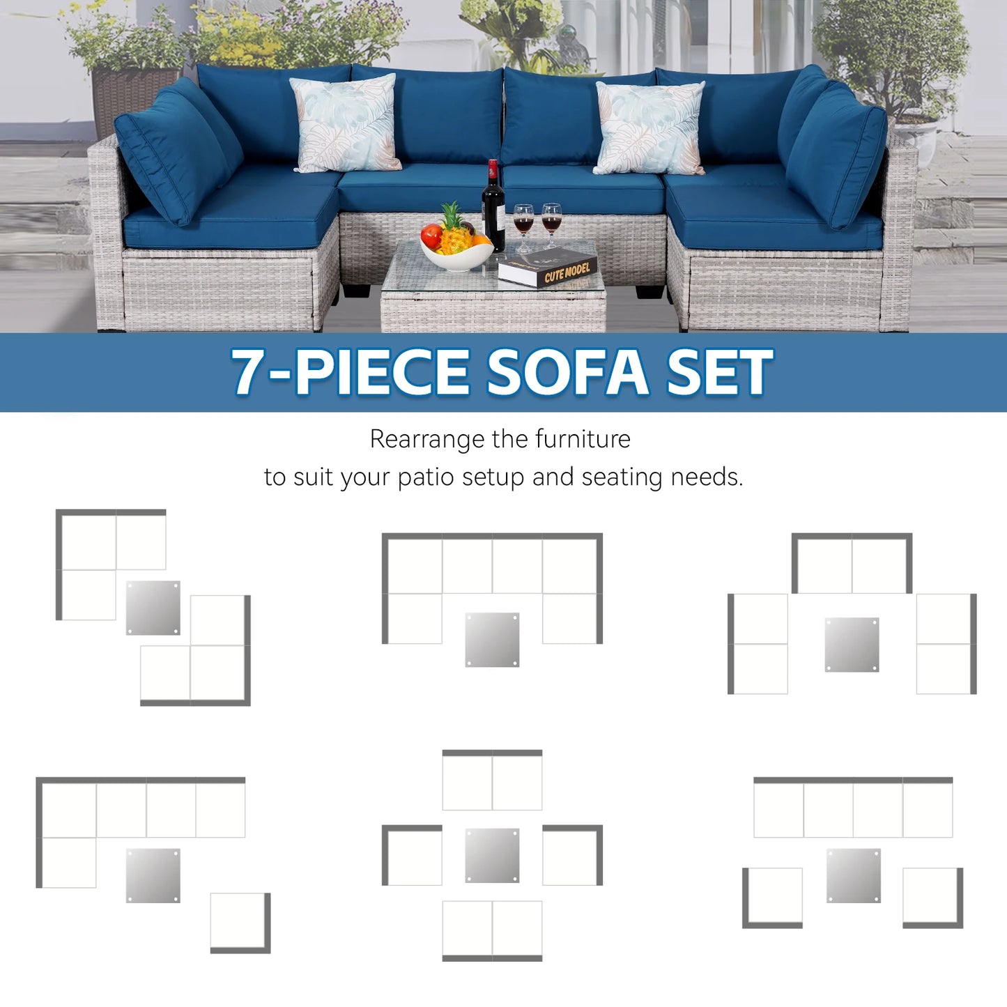 Naga Bahna Outdoor Patio Furniture Sectional Sofa Set