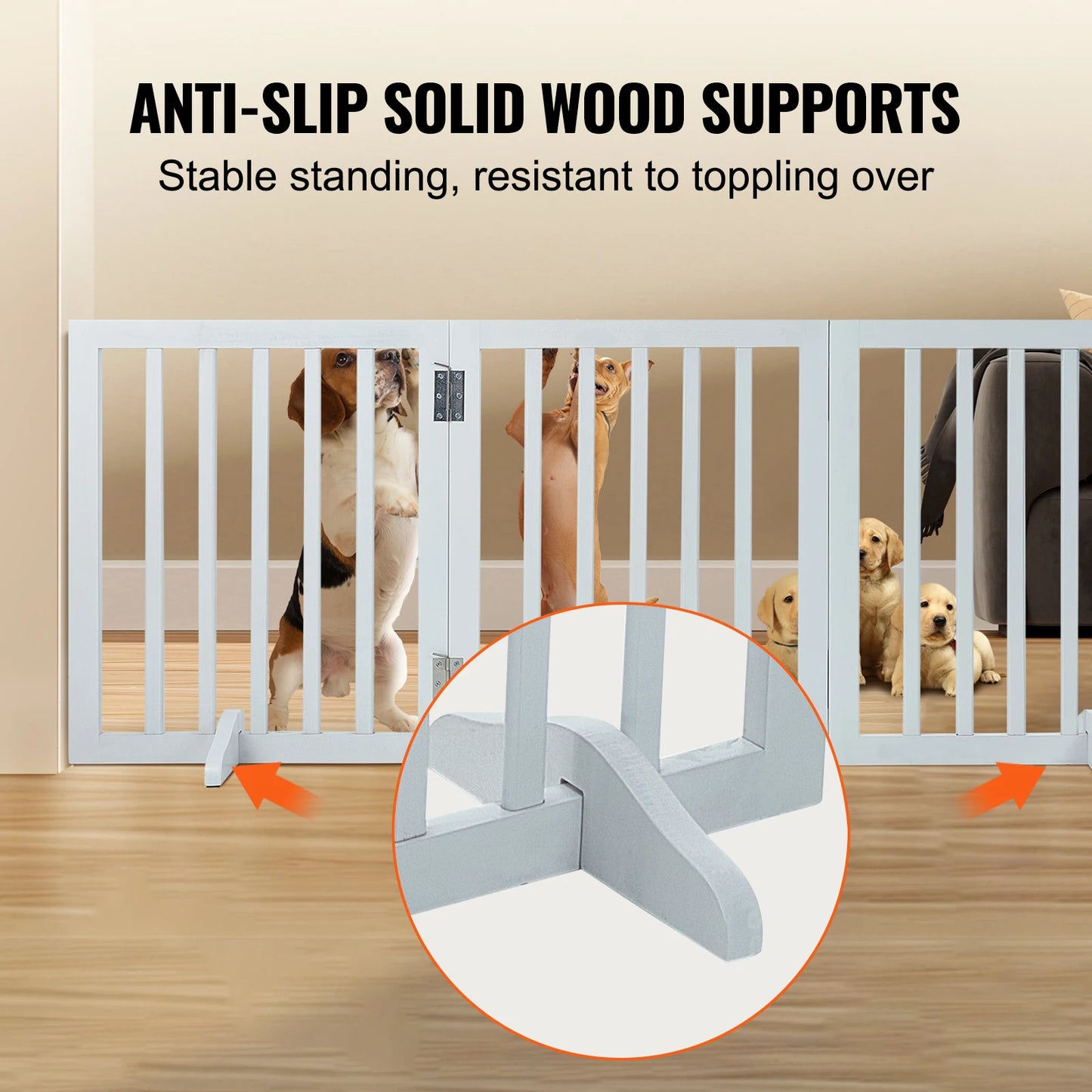 SucceBuy Freestanding Foldable Dog Gate 3 Panel Expandable
