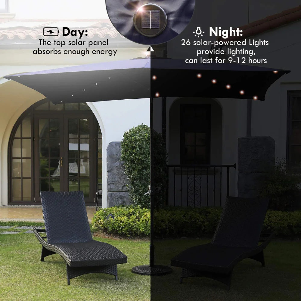 Sichuan Waterproof Patio Umbrella With 26 LED Lights