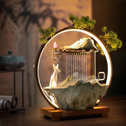 Bymaocar Tabletop LED Waterfall Fountain With Mist Maker
