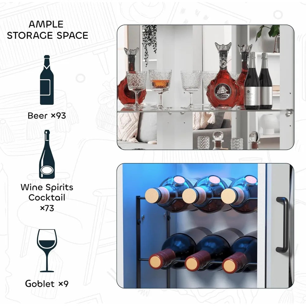 ZHUOTING Corner Bar Cabinet LED Light Mirror Antique