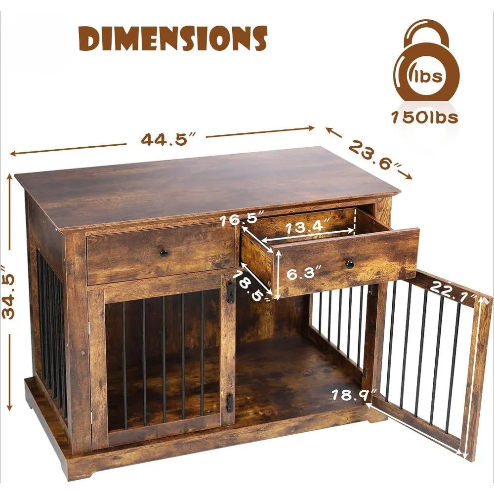 Huanzhuang Wooden Dog Crate Furniture with Storage Drawers