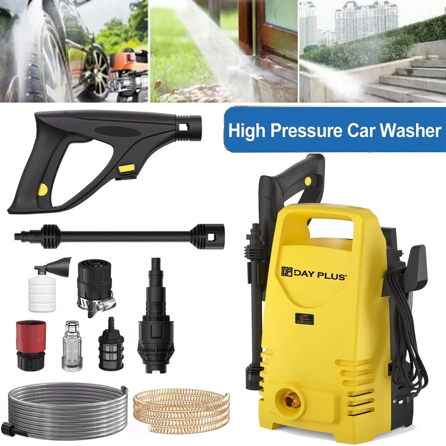 DayPlus Electric High Pressure Washer with Adjustable Lance