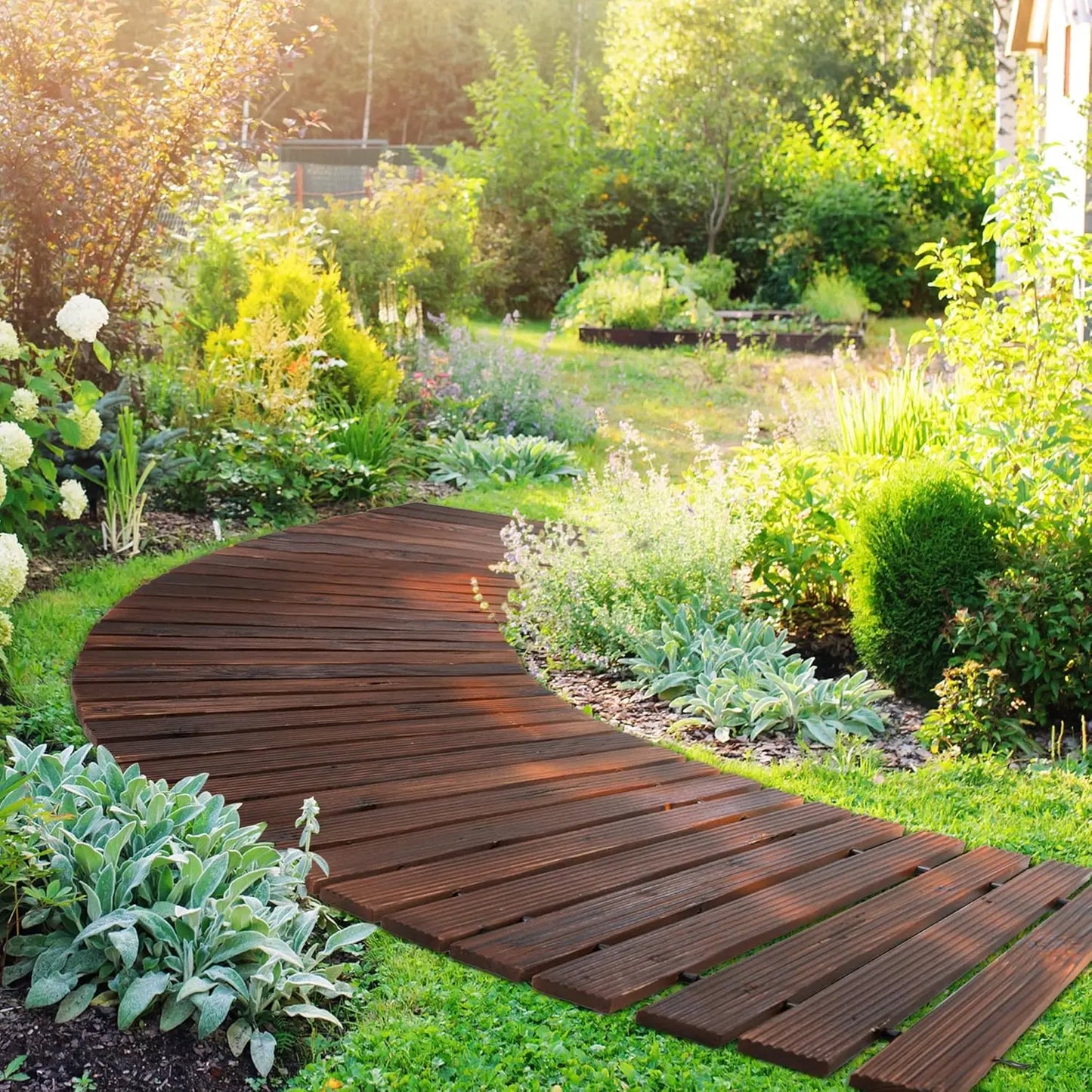 Hign-concerned Cedar Wood Garden Pathway Curved Outdoor