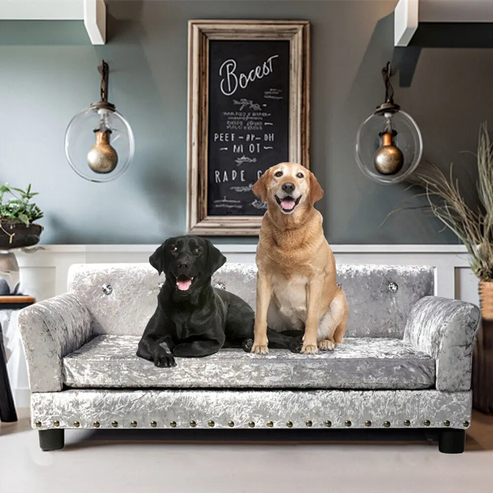 Borwart Luxury Velvet Tufted Dog Sofa Bed Upholstered