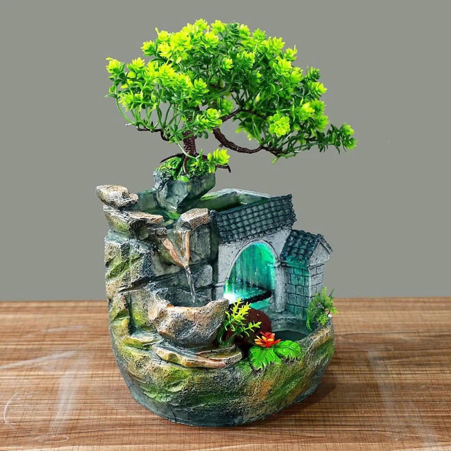 MagiDeal Tabletop Water Fountain with Colorful LED Light