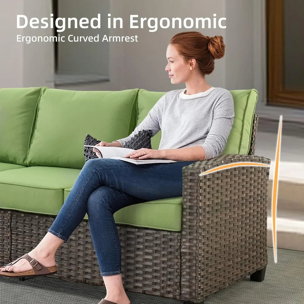 Patio Furniture Set 5 Pieces Outdoor Wicker Rattan Sofa