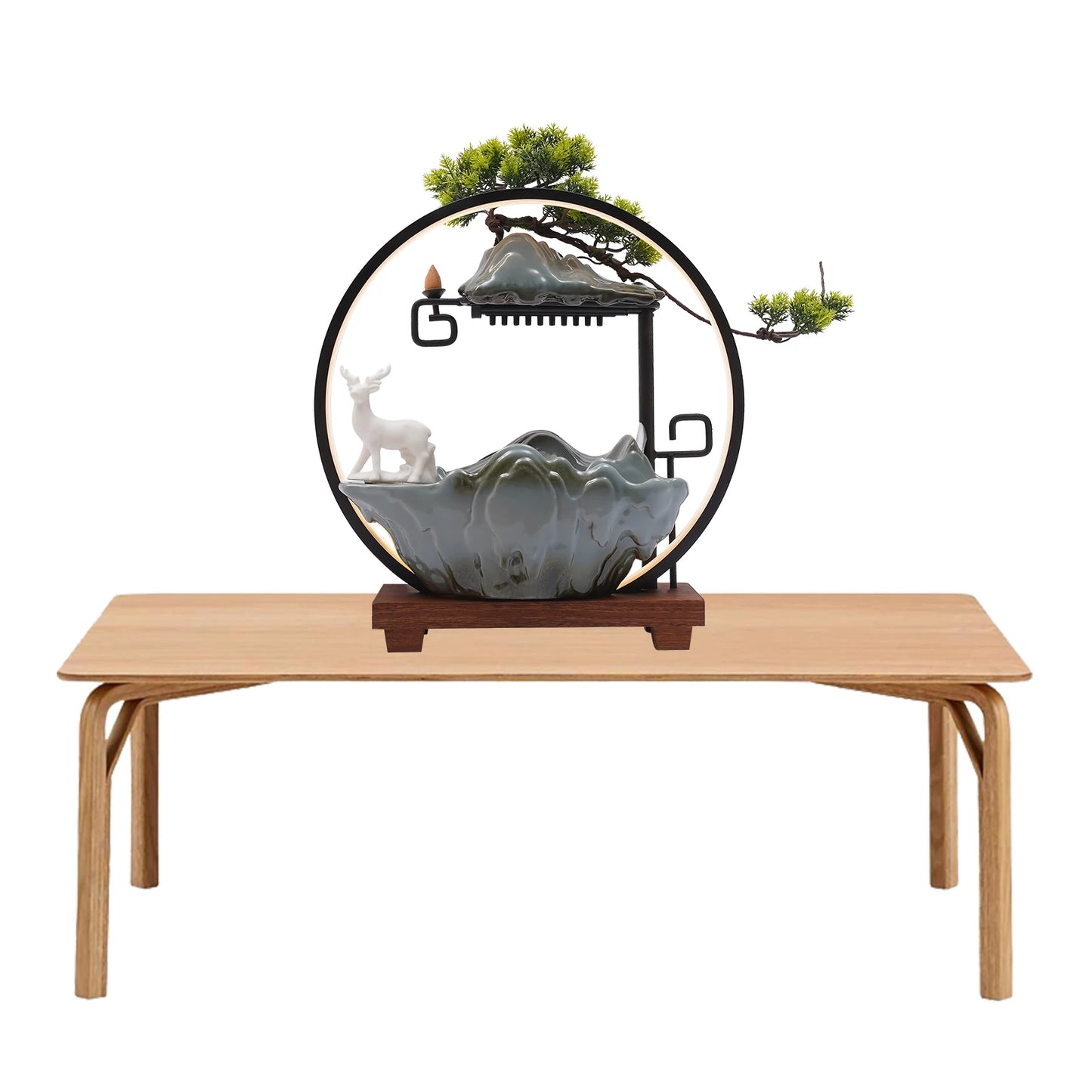 Hign-concerned Resin Tabletop Fountain With LED Lights