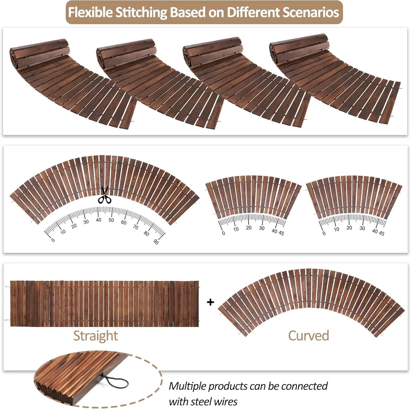 Hign-concerned Cedar Wood Garden Pathway Curved Outdoor