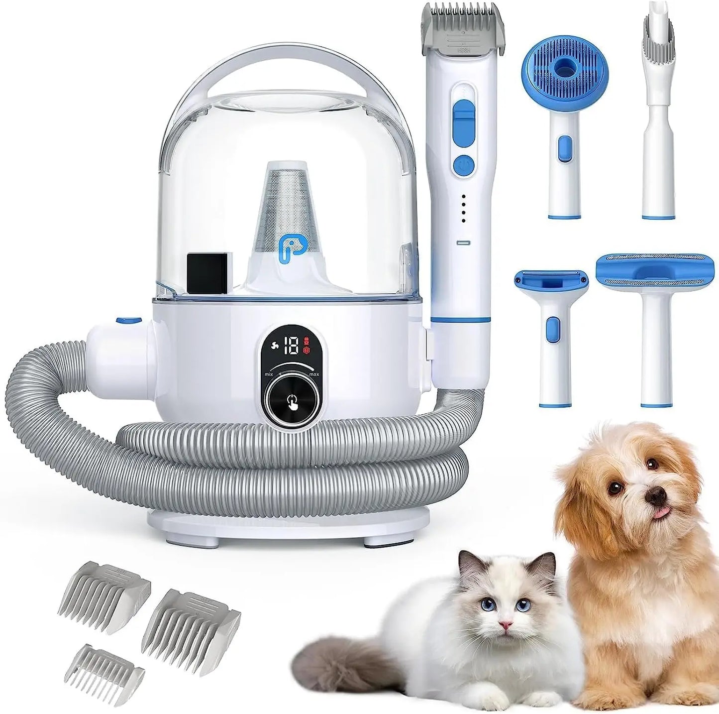 HiMISSH 5 In 1 Pet Vacuum Grooming Kit Self Cleaning