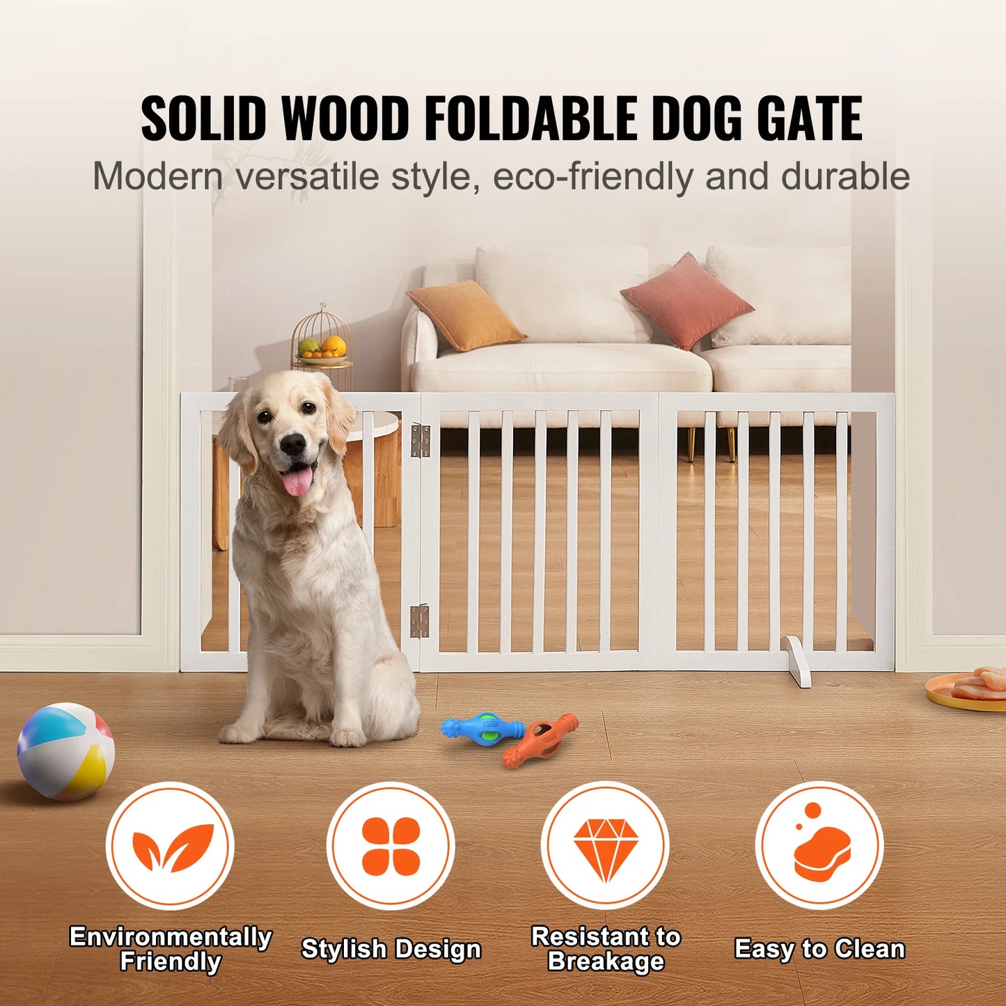 SucceBuy Freestanding Foldable Dog Gate 3 Panel Expandable