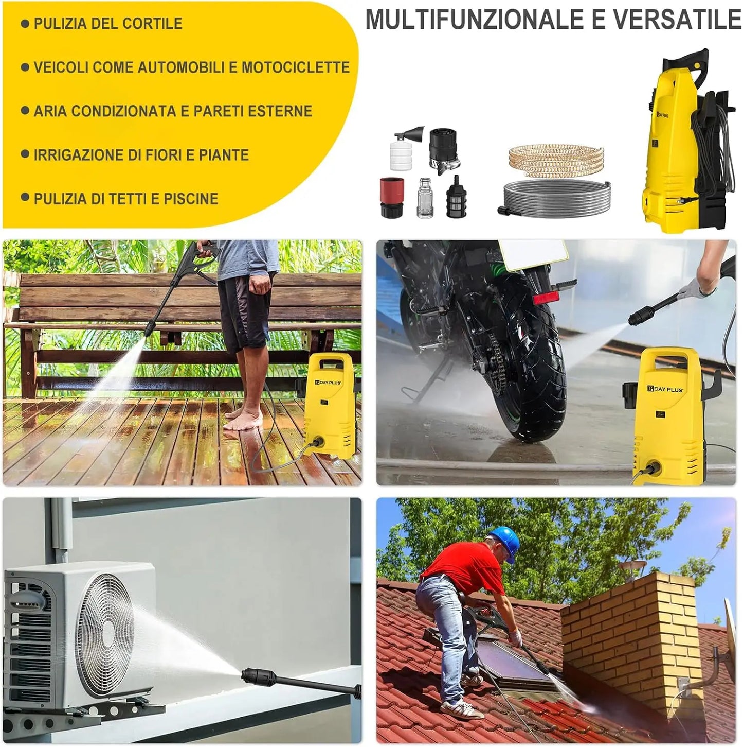 DayPlus Electric High Pressure Washer with Adjustable Lance