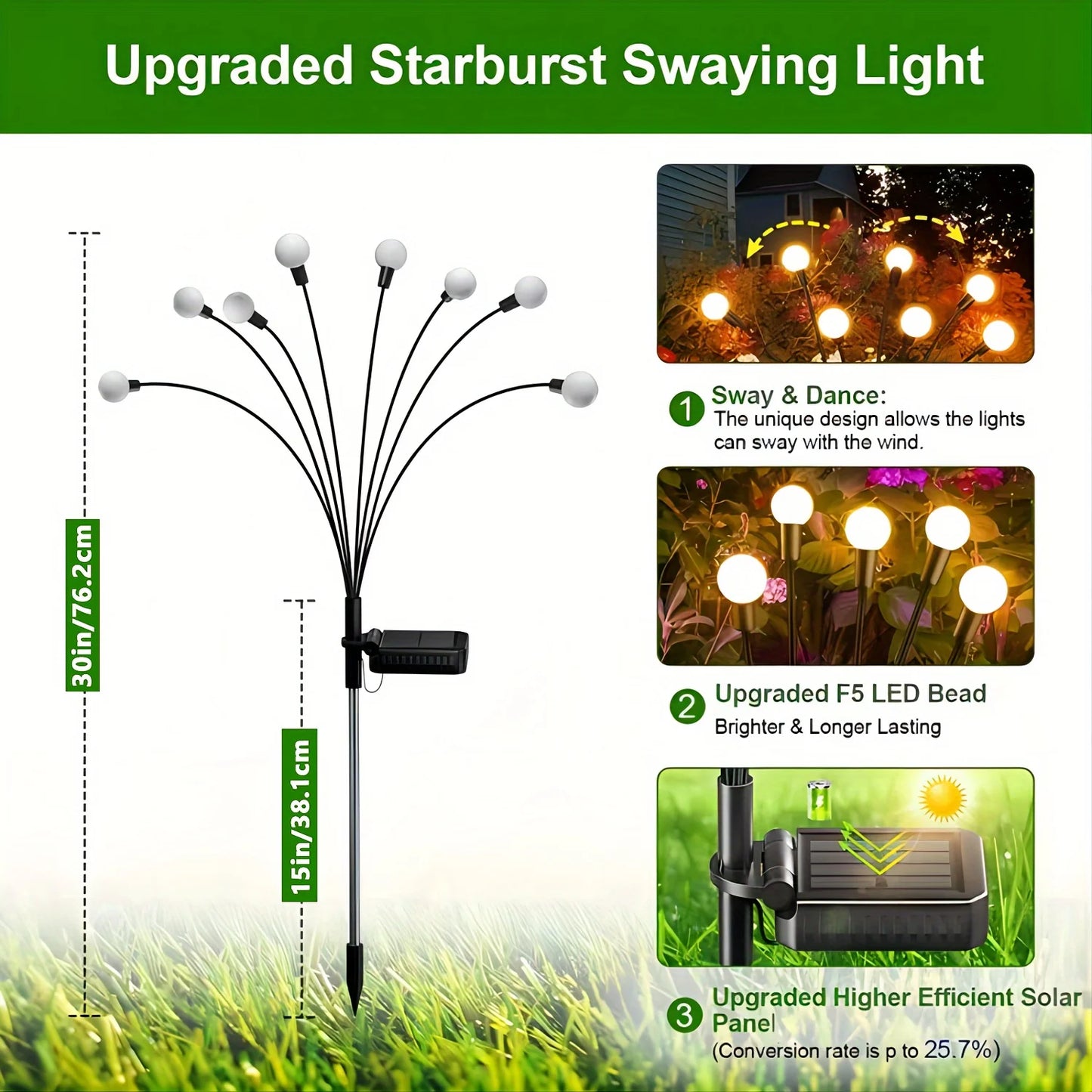 KPSTEK Swaying Solar Lights Outdoor Garden Decorations