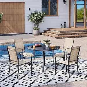 7 Piece All Weather Rattan Outdoor Dining Set Cushions
