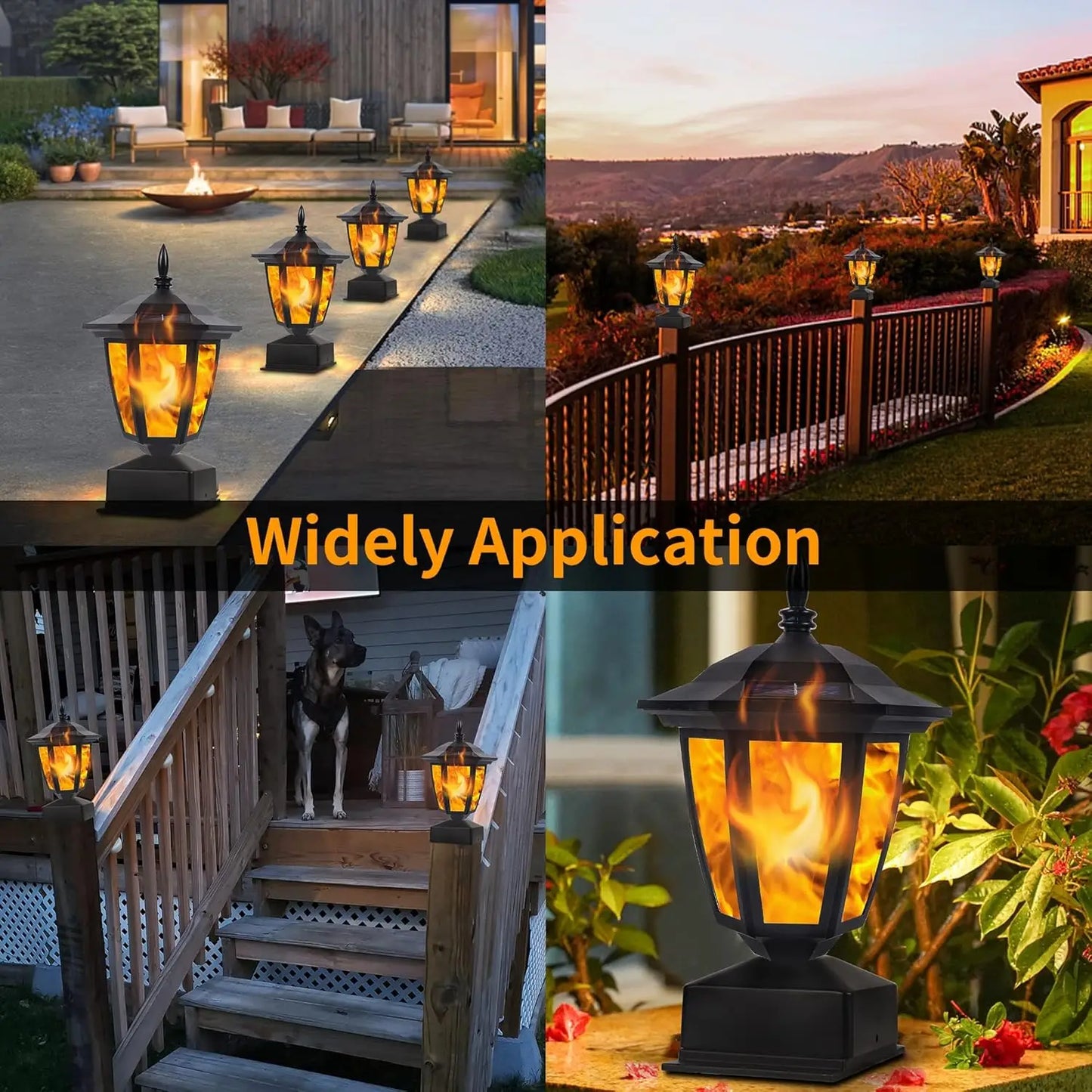 SZRSTH Solar Flickering Flame Post Cap Lights Outdoor
