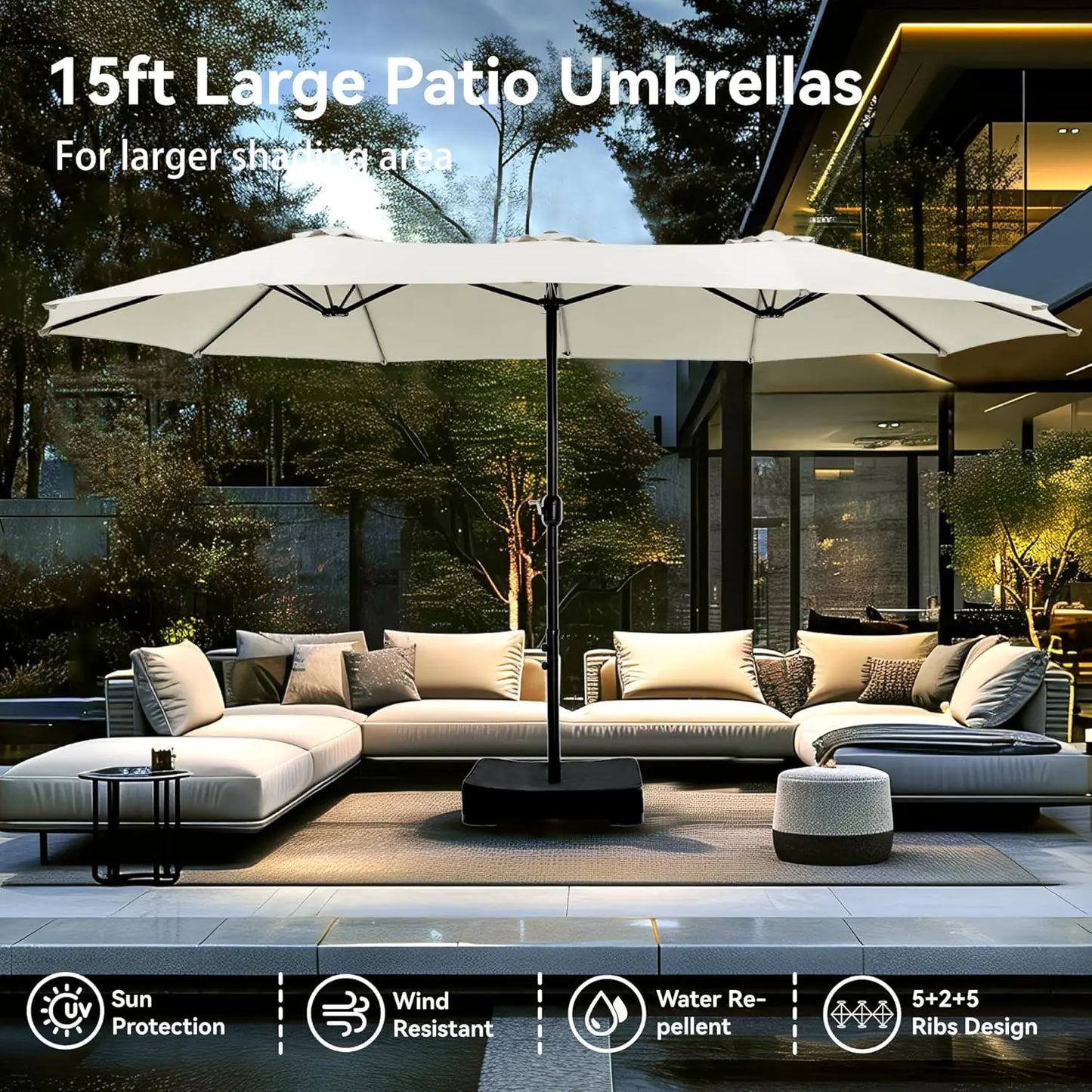 XMSJ Outdoor Market Rectangle Umbrella With Stand Base