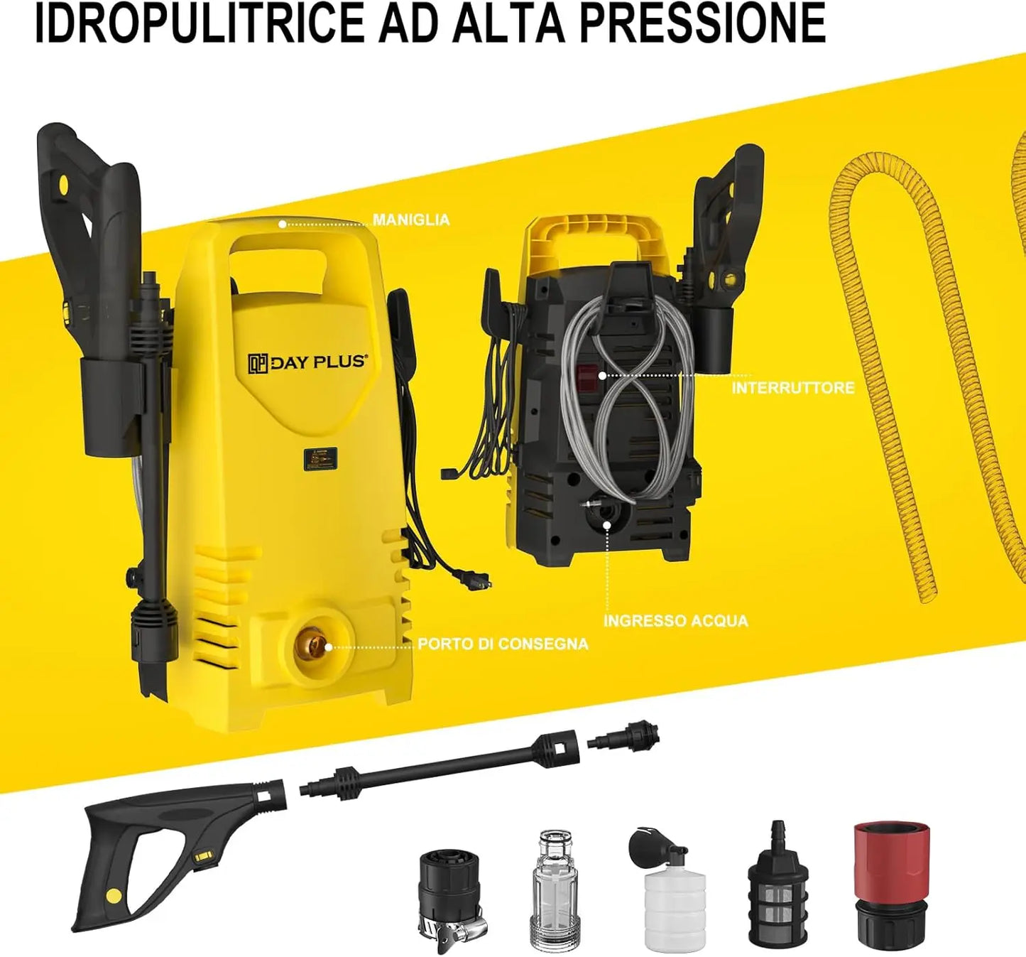 DayPlus Electric High Pressure Washer with Adjustable Lance