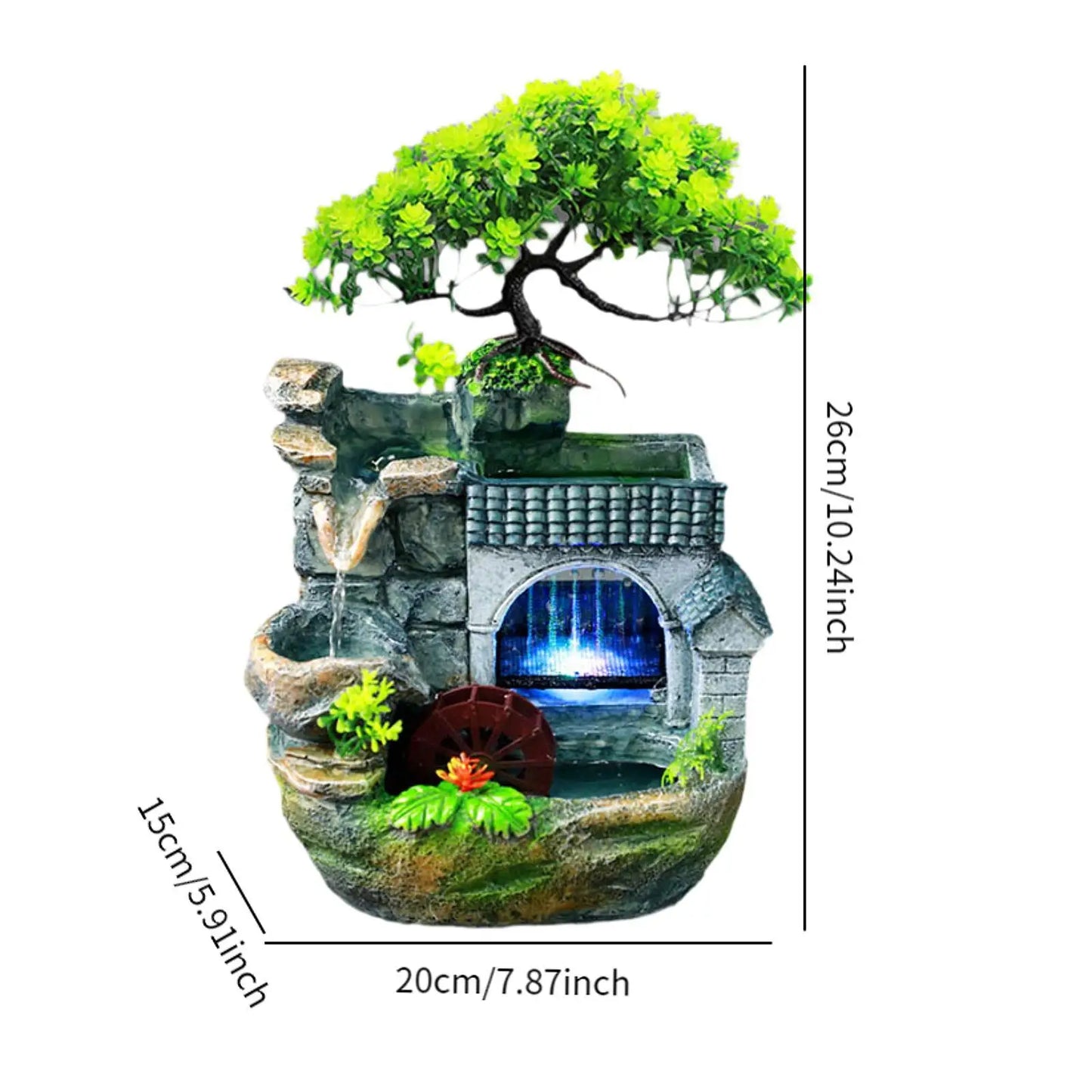 MagiDeal Tabletop Water Fountain with Colorful LED Light