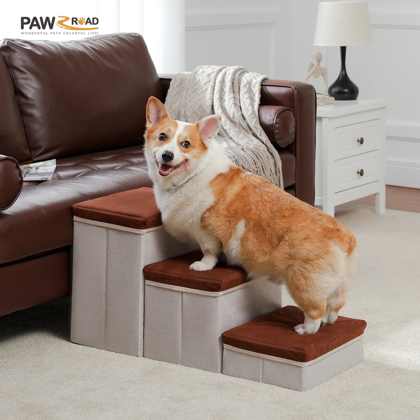 PAWZ Road Foldable Dog Stairs With Storage Ramp Indoor