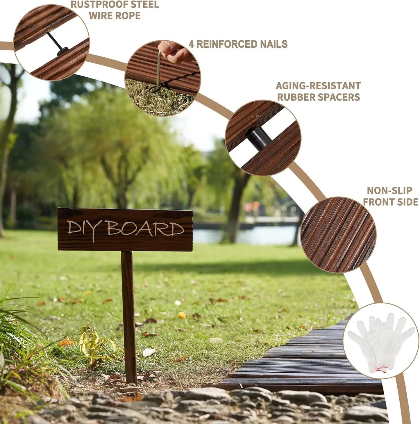 Hign-concerned Cedar Wood Garden Pathway Curved Outdoor