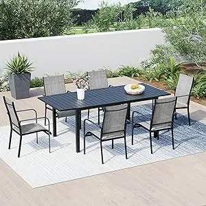 7 Piece All Weather Rattan Outdoor Dining Set Cushions