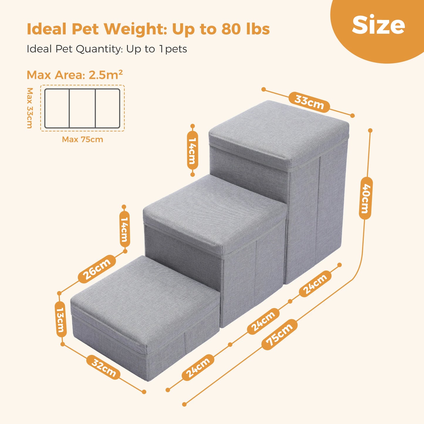 PAWZ Road Foldable Dog Stairs With Storage Ramp Indoor