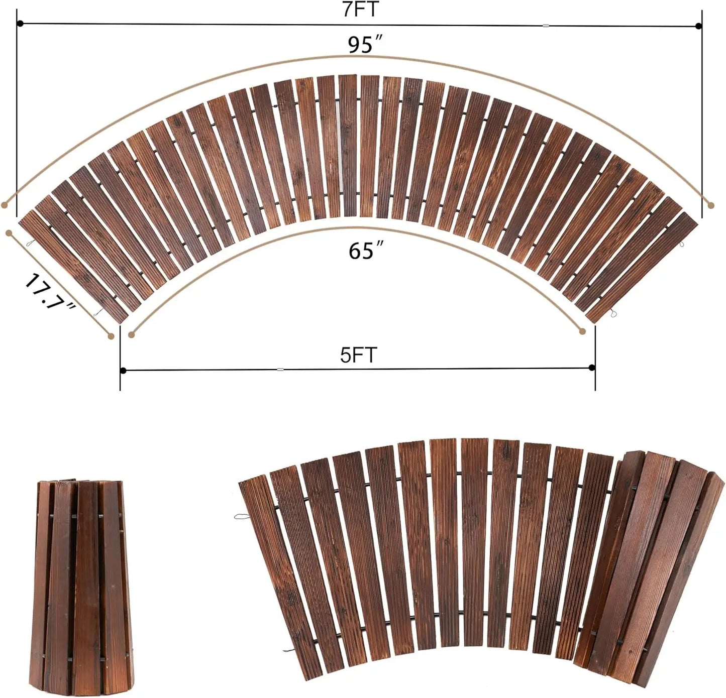 Hign-concerned Cedar Wood Garden Pathway Curved Outdoor