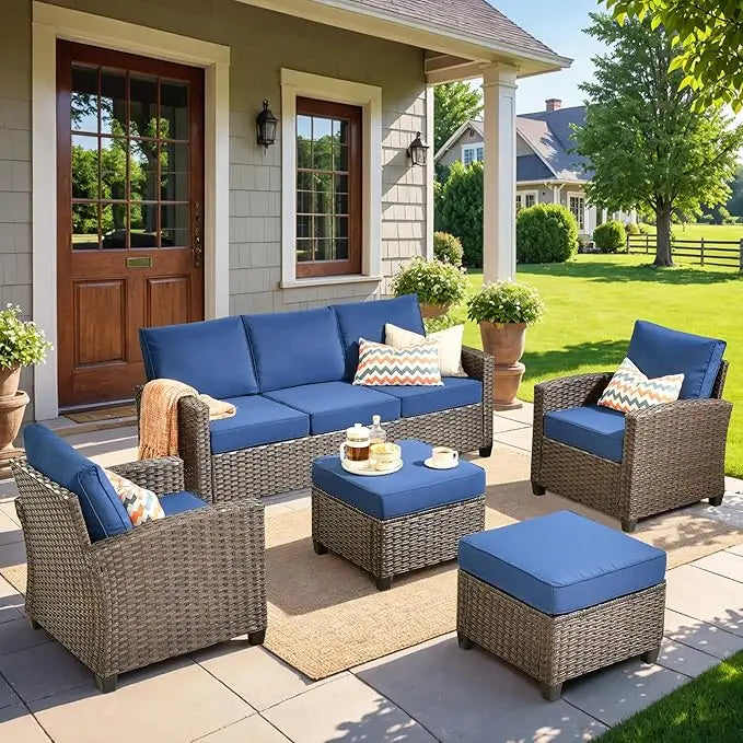 Patio Furniture Set 5 Pieces Outdoor Wicker Rattan Sofa