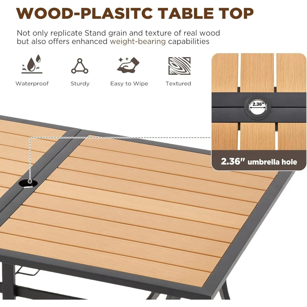 7 Piece All Weather Rattan Outdoor Dining Set Cushions