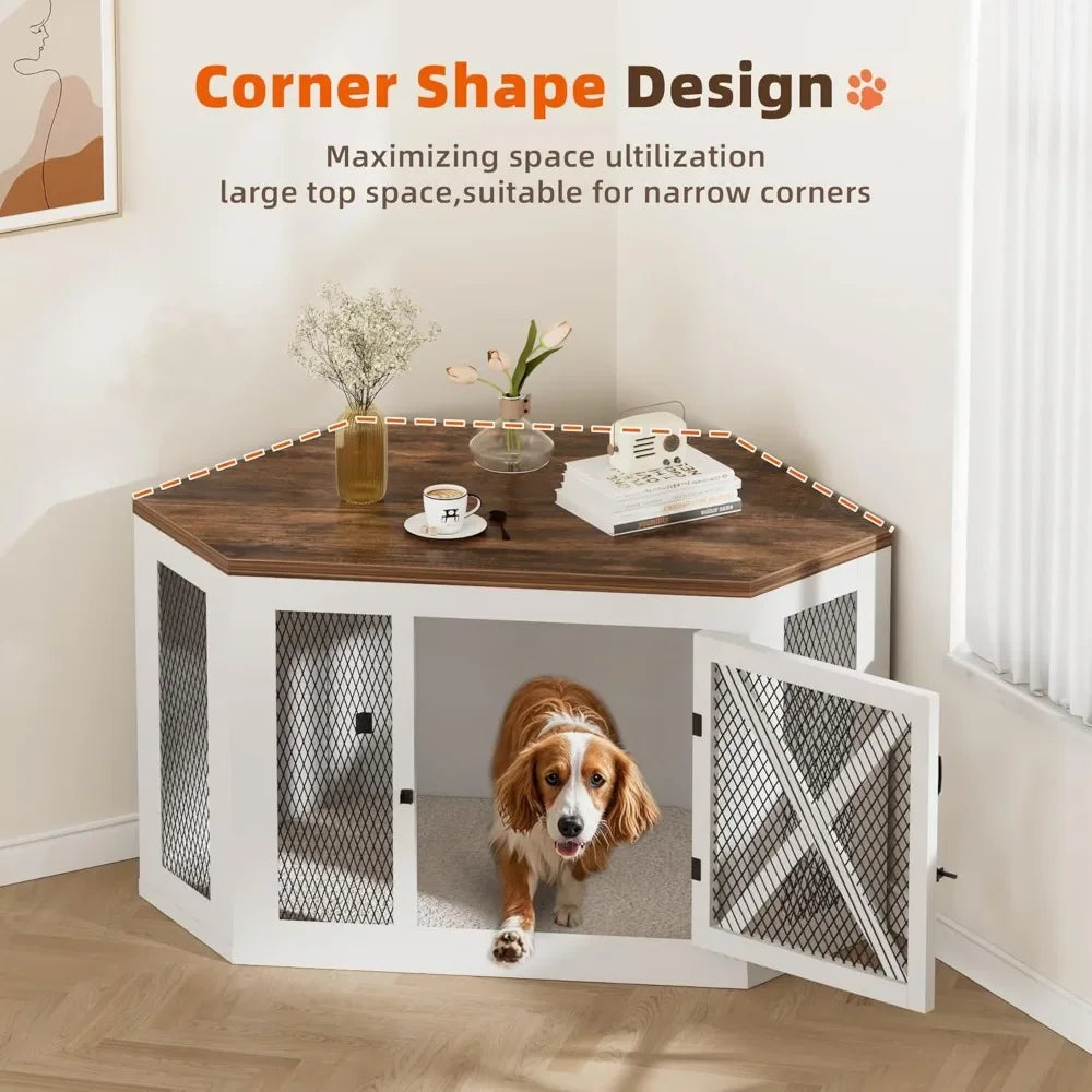 Guangbai Corner Dog Crate Furniture End Table Kennel