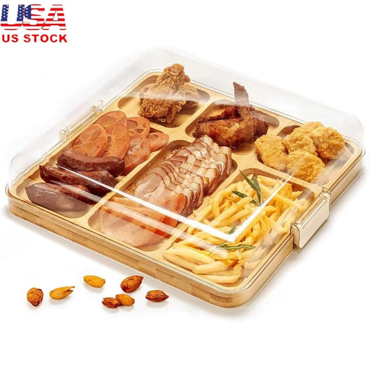 Bamboo Charcuterie Board with Lid for Entertaining and Gifting