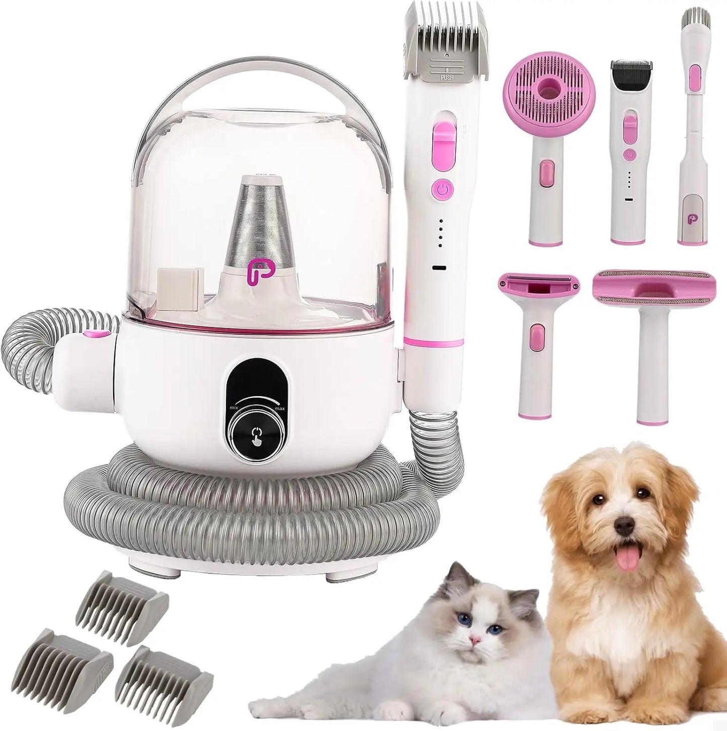 HiMISSH 5 In 1 Pet Vacuum Grooming Kit Self Cleaning