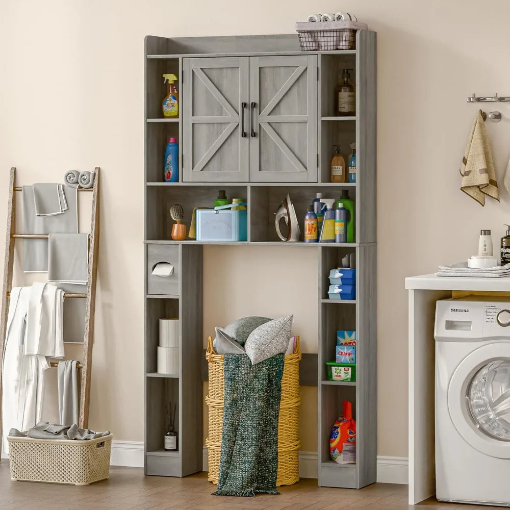 RBXCH Farmhouse Over Toilet Storage Cabinet With Barn Doors