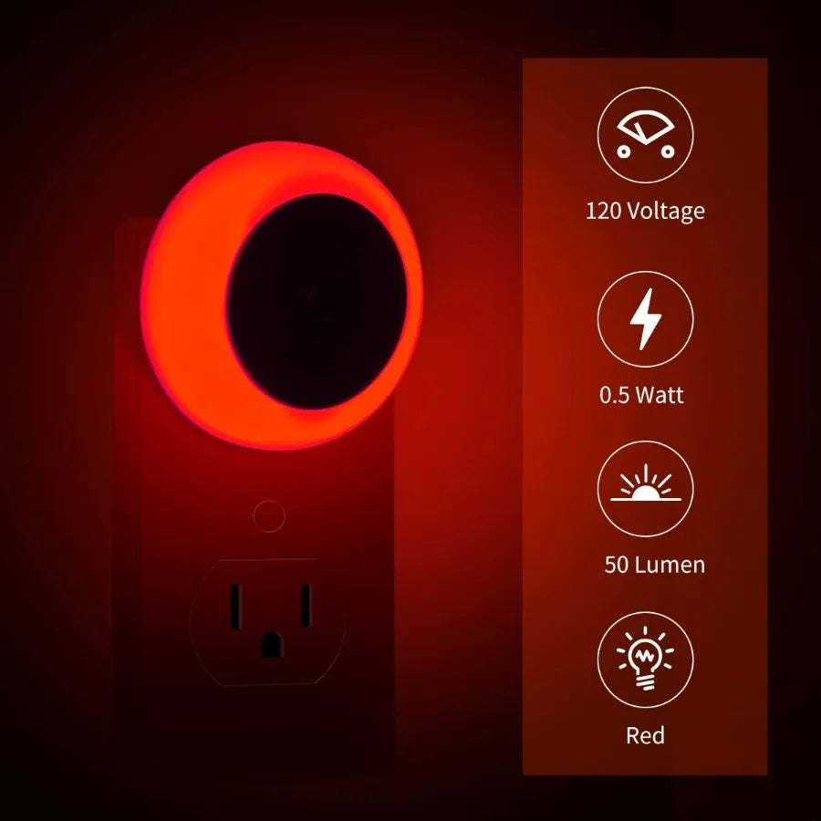 Red LED Plug in Night Lights with Dusk to Dawn Sensors