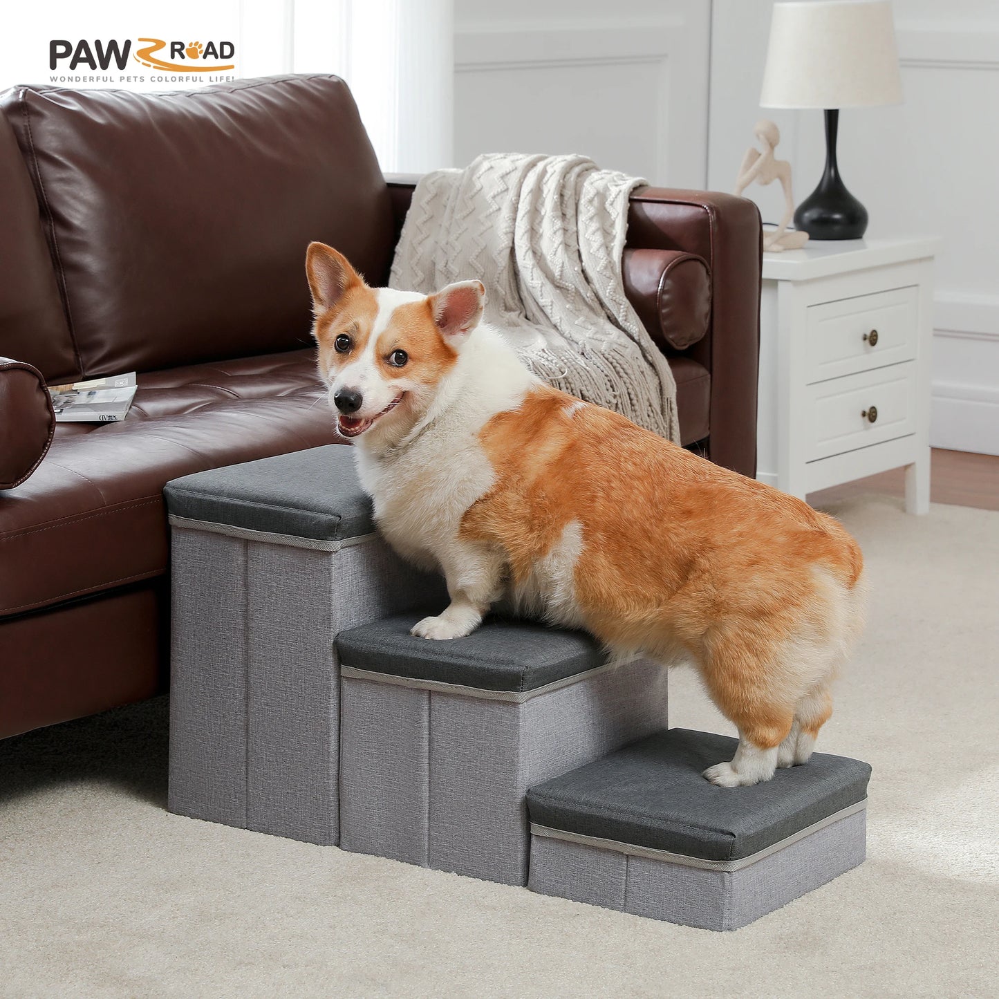 PAWZ Road Foldable Dog Stairs With Storage Ramp Indoor