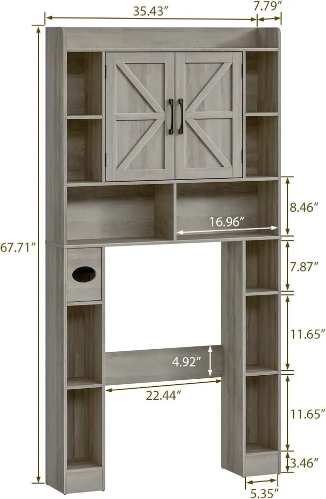 RBXCH Farmhouse Over Toilet Storage Cabinet With Barn Doors