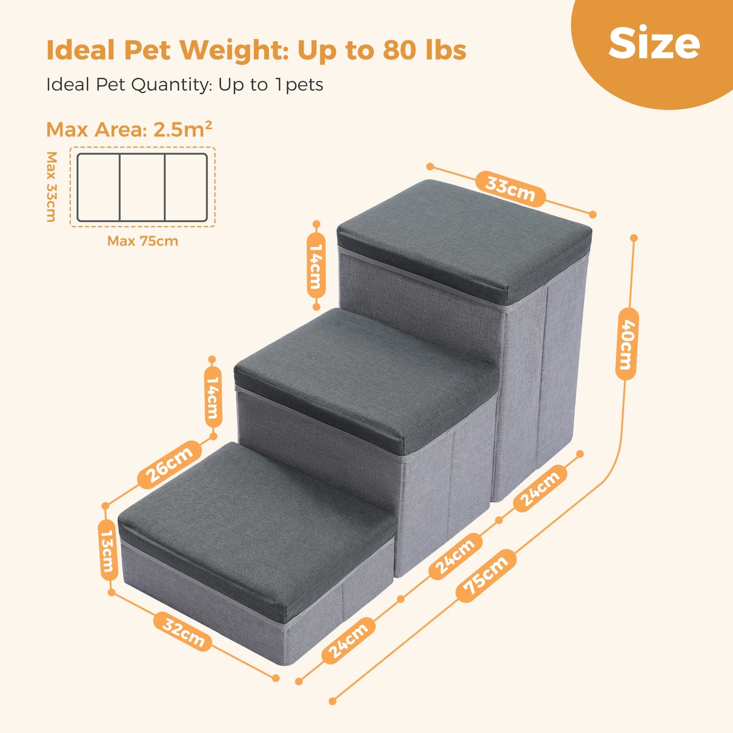 PAWZ Road Foldable Dog Stairs With Storage Ramp Indoor