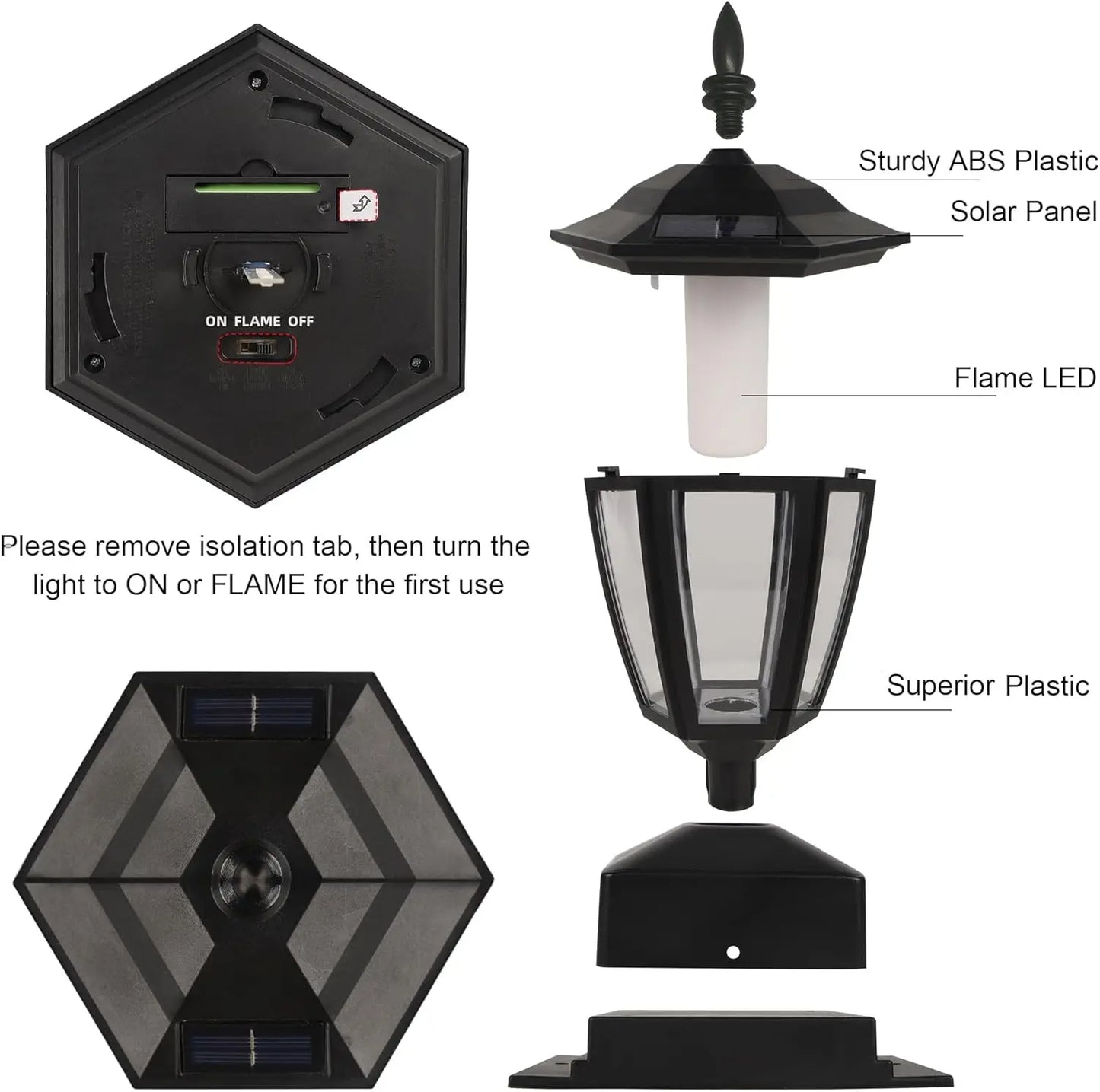 SZRSTH Solar Flickering Flame Post Cap Lights Outdoor