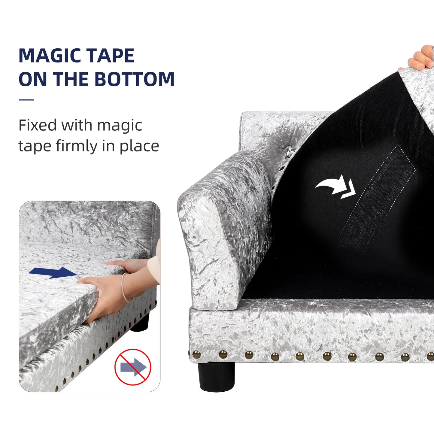 Borwart Luxury Velvet Tufted Dog Sofa Bed Upholstered