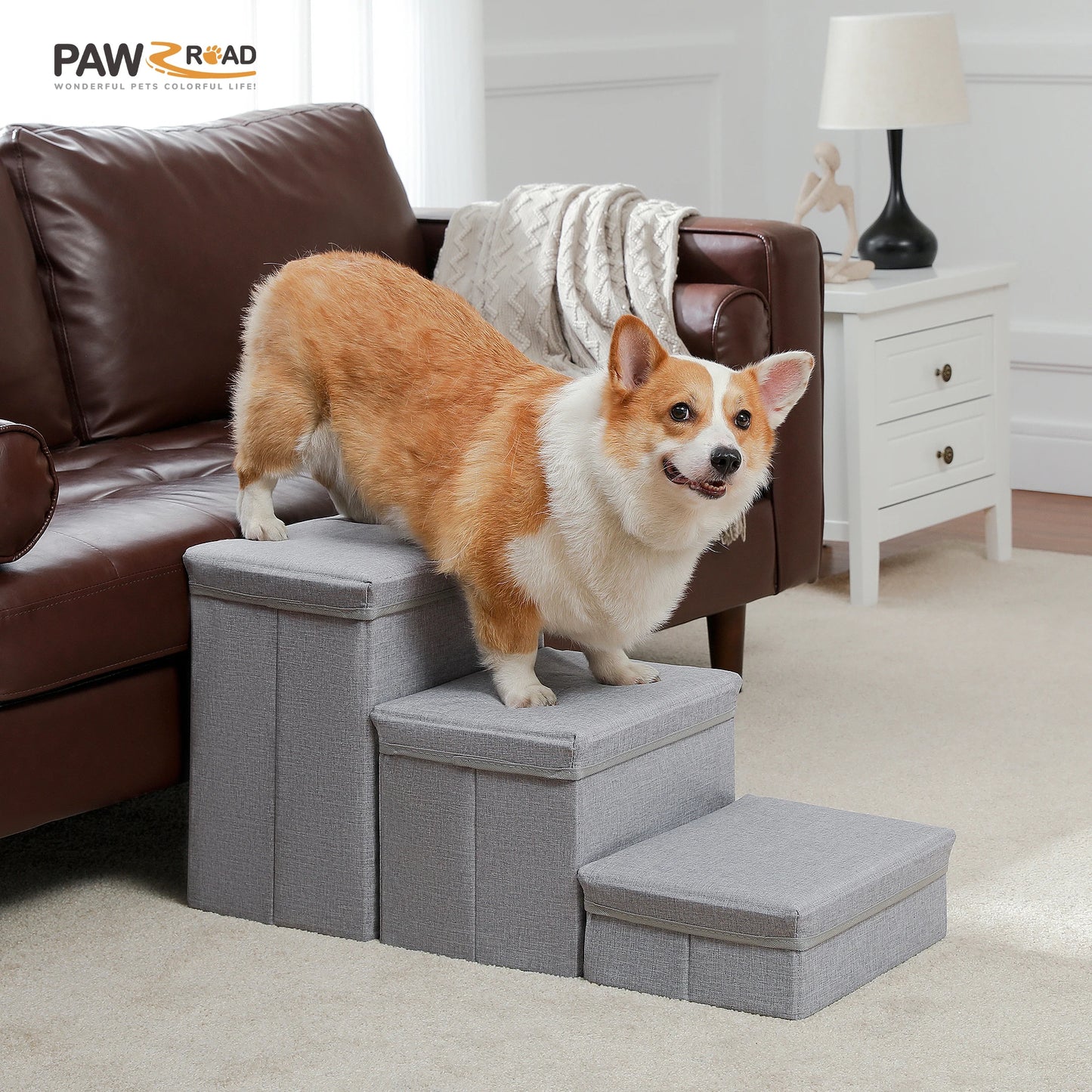 PAWZ Road Foldable Dog Stairs With Storage Ramp Indoor