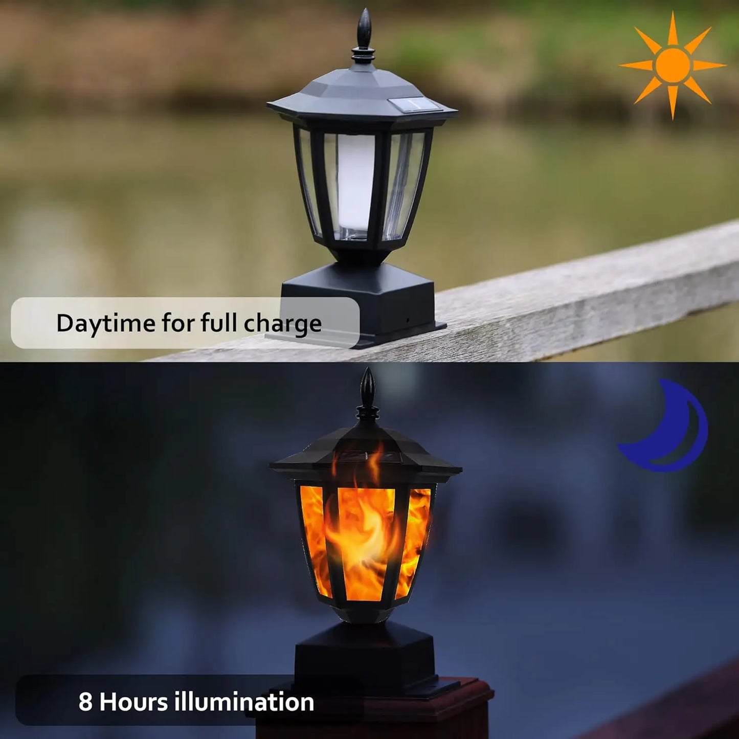 SZRSTH Solar Flickering Flame Post Cap Lights Outdoor