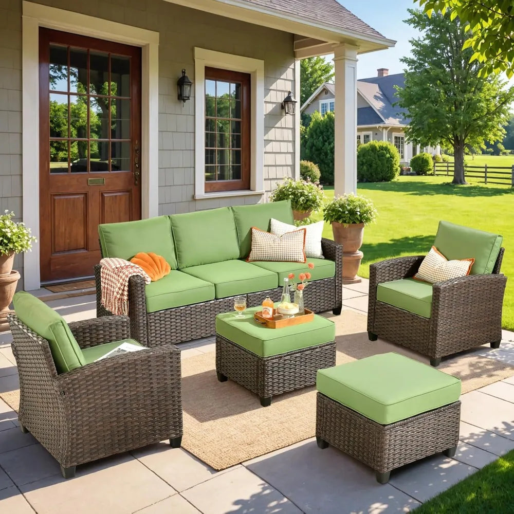 Patio Furniture Set 5 Pieces Outdoor Wicker Rattan Sofa
