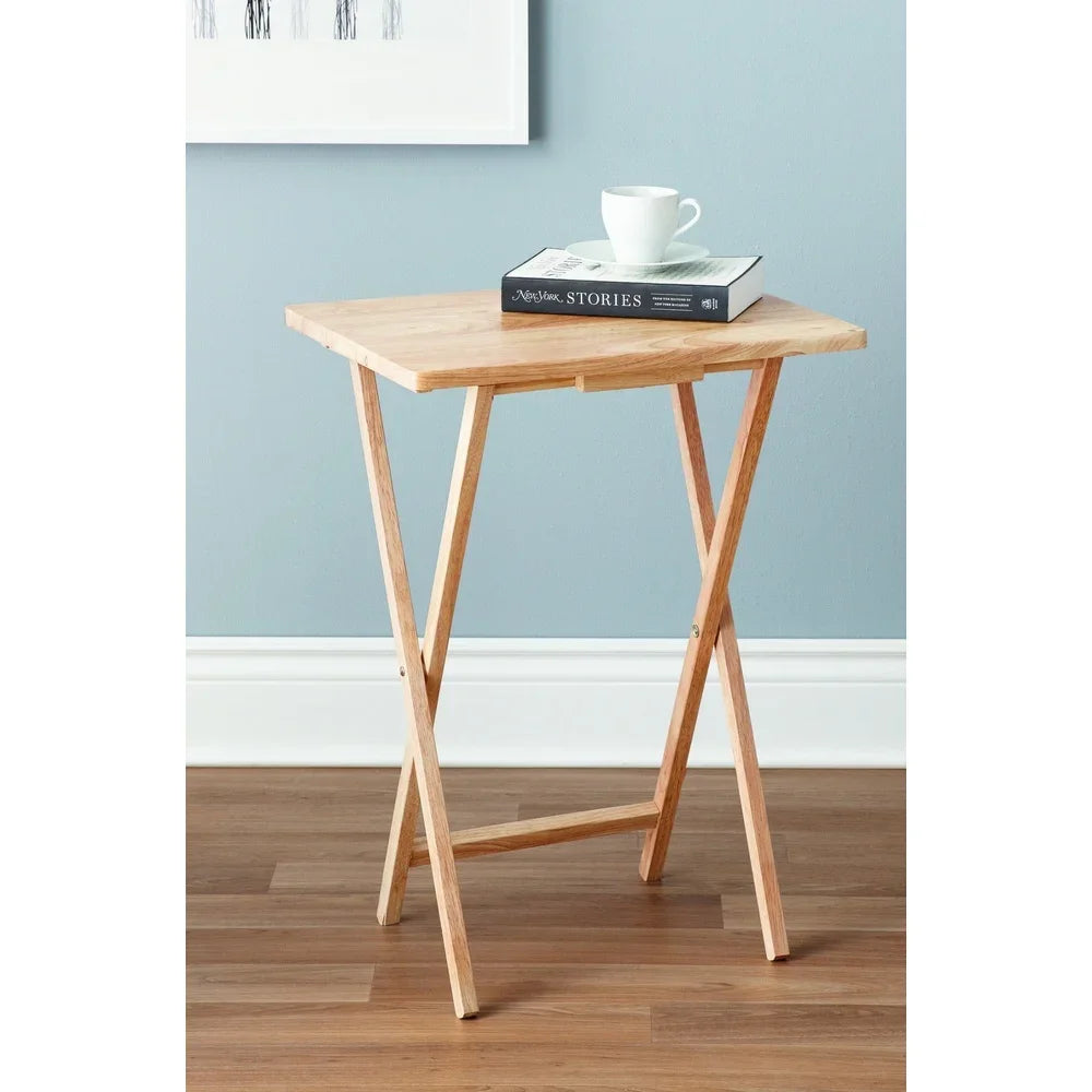 Hign-concerned Indoor Folding Tv Tray Table Rubberwood Lightweight Spacesaving Sturdy