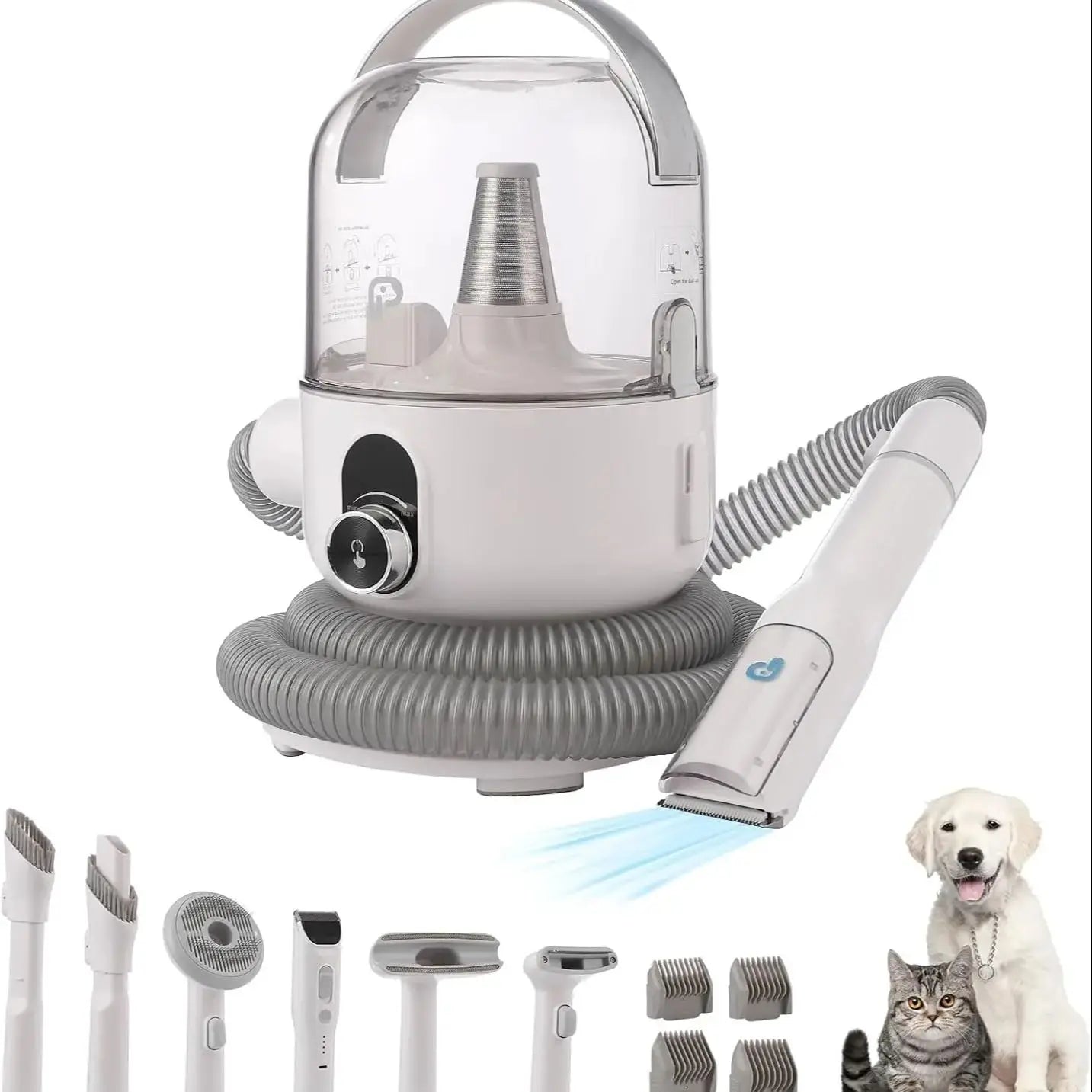HiMISSH 5 In 1 Pet Vacuum Grooming Kit Self Cleaning