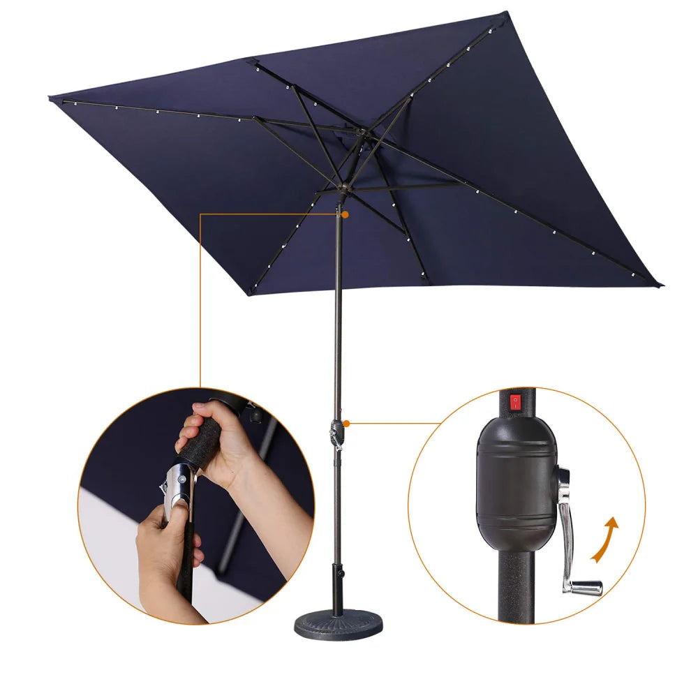 Sichuan Waterproof Patio Umbrella With 26 LED Lights