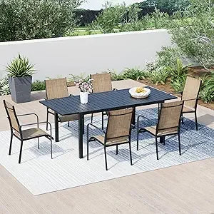 7 Piece All Weather Rattan Outdoor Dining Set Cushions