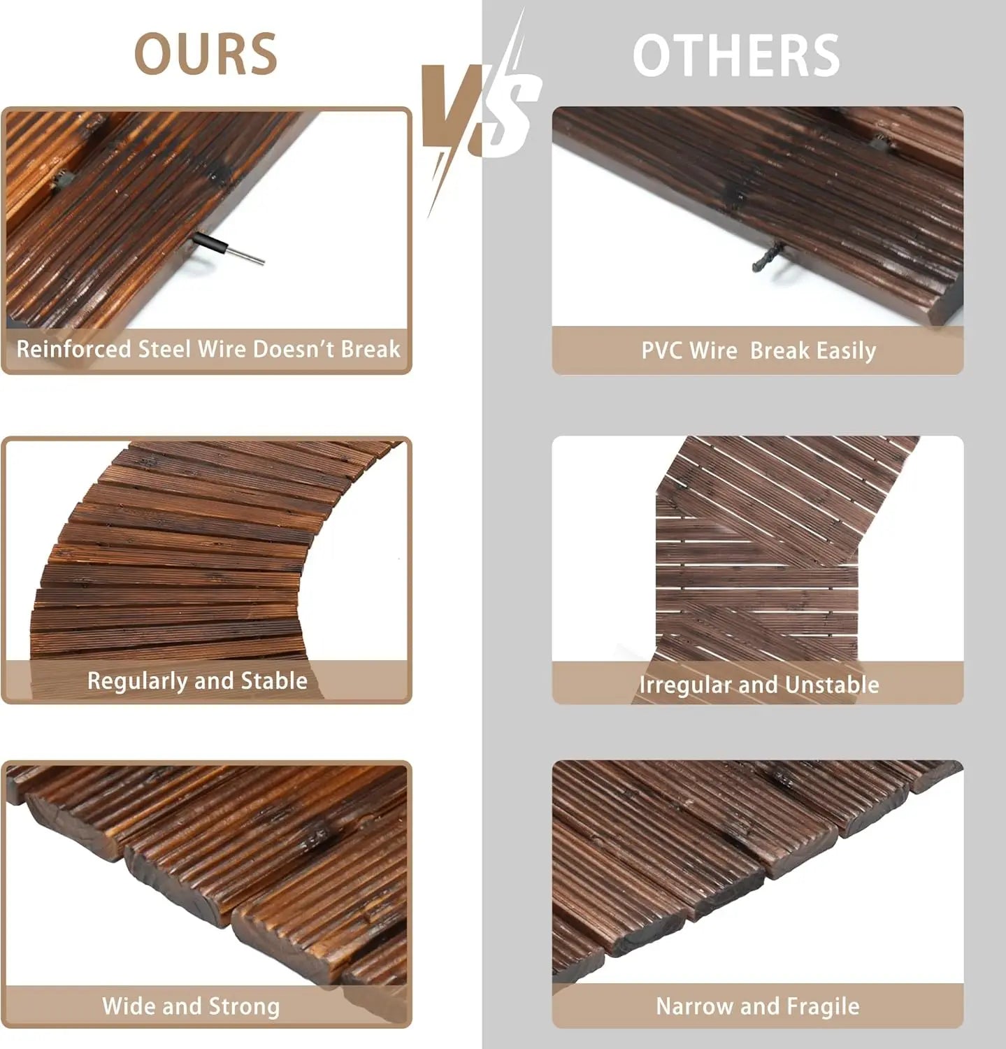 Hign-concerned Cedar Wood Garden Pathway Curved Outdoor