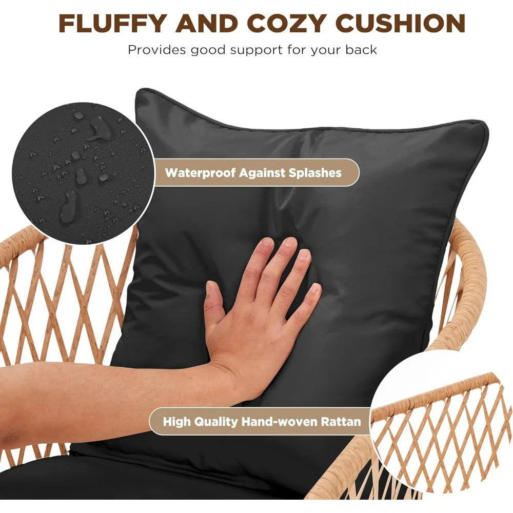 7 Piece All Weather Rattan Outdoor Dining Set Cushions