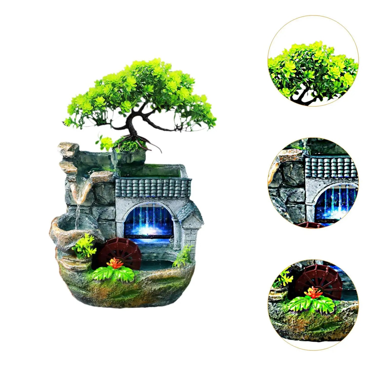 MagiDeal Tabletop Water Fountain with Colorful LED Light